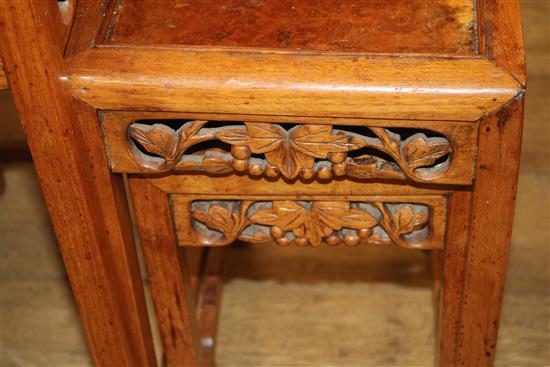 A quartetto of Chinese carved hardwood tea tables W.53cm